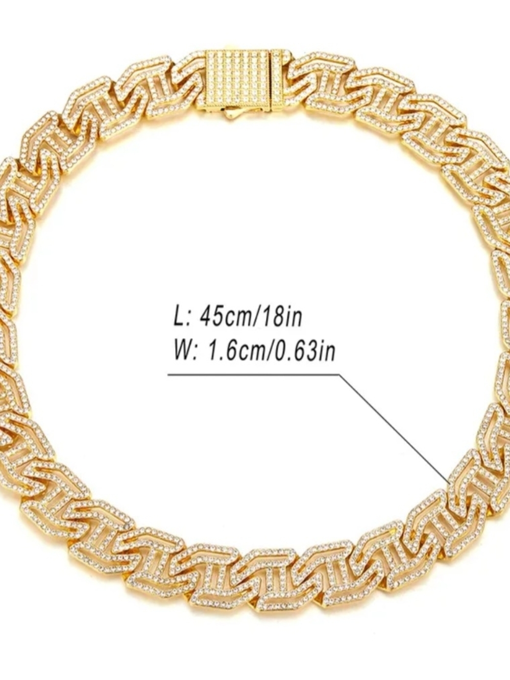Zig Zag Cubic Link 18k Gold-Filled Necklace 18in. -Unisex